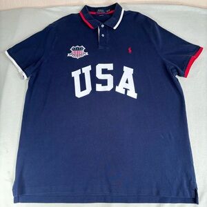 Polo by Ralph Lauren Navy USA Polo Shirt Mens 2XL Classic Fit America Patriot